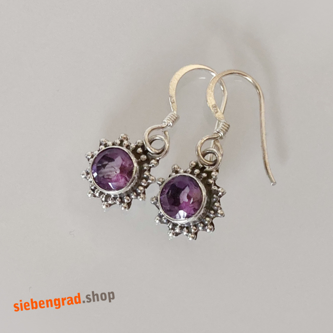 Hübsche - Silber-Ohrhänger mit facettiertem Amethyst - Stern - TA - Silber 925
