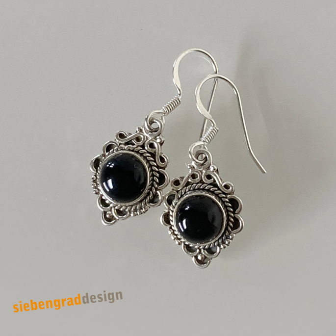 Schöne Silber-Ohrhänger - Onyx - 