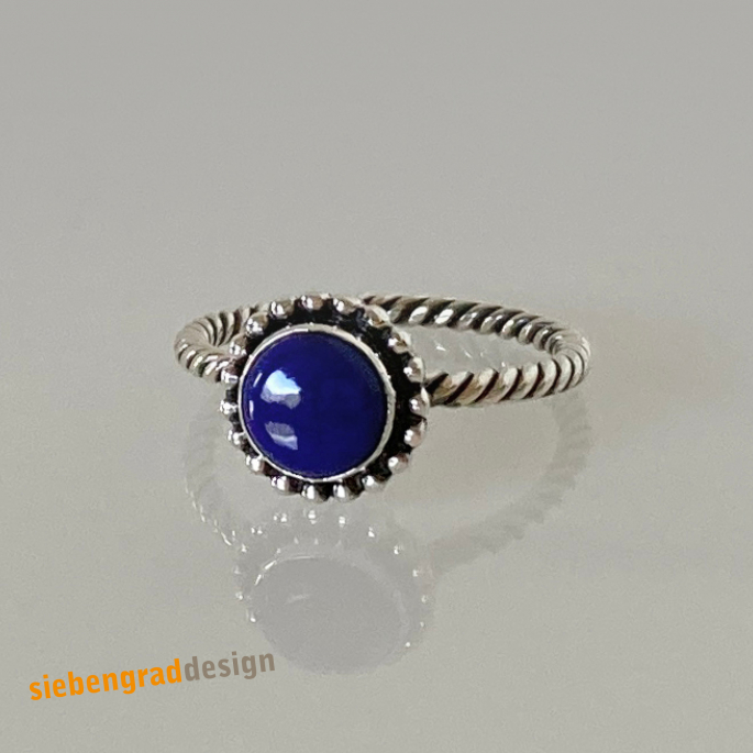 Lapis Ring - filigran verziert - Silber 925 - AJ - verschiedene Größen