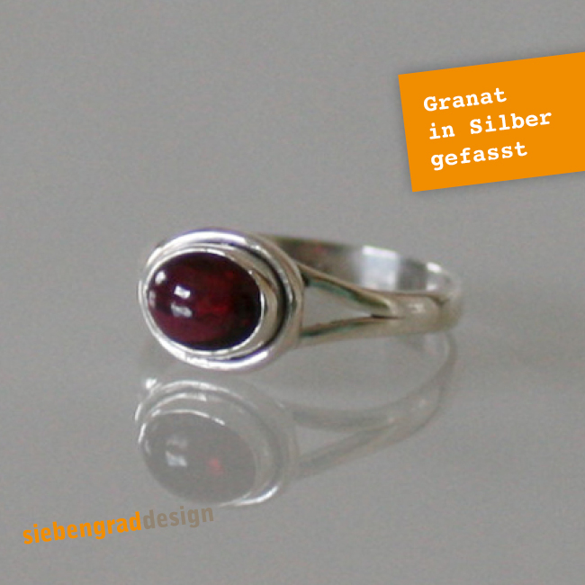 Granat Ring - Silber 925 - Eleganter Silber-Ring -  SWAJ - verschiedene Größen