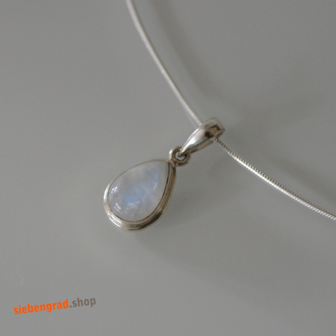 Silberkette - Collier - Mondstein - Tropfen - AJ