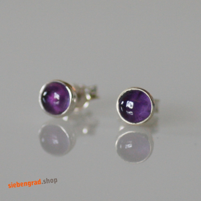 Amethyst - Silber-Ohrstecker -  5 mm - rund - Silber 925