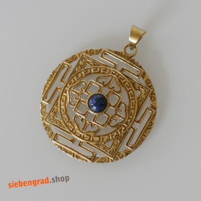 Ketten-Anhänger - Messing - Yantra - verziert - Lapislazuli<span class='cust-fill'> ********* *****</span>