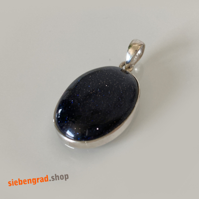 Silber-Kettenanhänger - Blaufluss - oval - 39 AJ