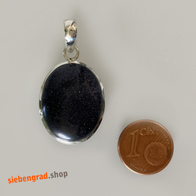 Silber-Steinanhänger - Blaufluss - oval - 37 VI