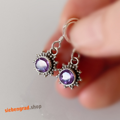 Hübsche - Silber-Ohrhänger mit facettiertem Amethyst - Stern - TA - Silber 925