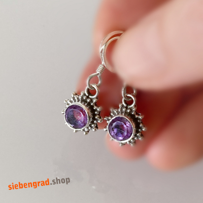 Hübsche - Silber-Ohrhänger mit facettiertem Amethyst - Stern - TA - Silber 925