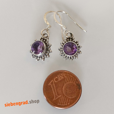 Hübsche - Silber-Ohrhänger mit facettiertem Amethyst - Stern - TA - Silber 925