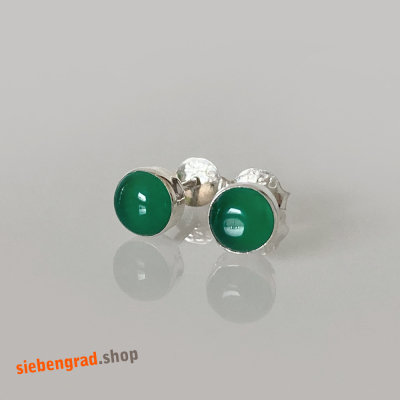 Ohrstecker - grüner Onyx - Silber 925 - 5 mm - rund - TA