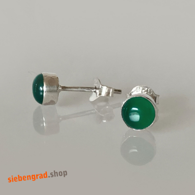 Ohrstecker - grüner Onyx - Silber 925 - 5 mm - rund - TA