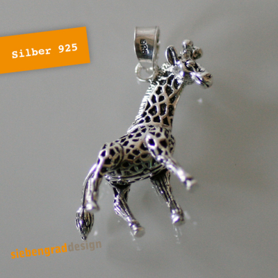 Anhänger - Giraffe - beweglich - Silber 925