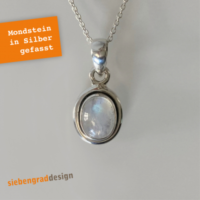Silberkette - Mondstein - oval - Silber 925 - AJOV