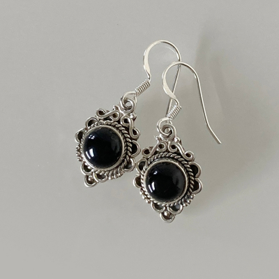 Schöne Silber-Ohrhänger - Onyx - 