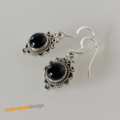 Schöne Silber-Ohrhänger - Onyx - 