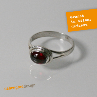 Granat Ring - Silber 925 - Eleganter Silber-Ring -  SWAJ - verschiedene Größen