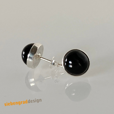 Ohrstecker - Silber 925 - Black Star - groß - rund - 9 mm Steingröße