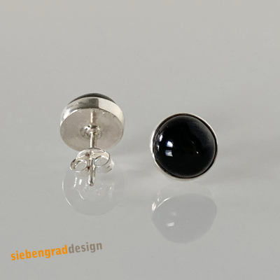 Ohrstecker - Silber 925 - Black Star - groß - rund - 9 mm Steingröße