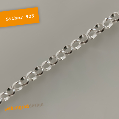 Breites Silber-Armband - Silber 925 - 7 mm - Erbskette - 19 cm Länge