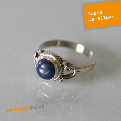 Silber - Ring - Lapis Naturstein - Silber 925 - SR4 - Größe 56