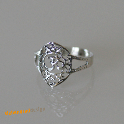 ॐ Om - feiner Ring mit Om-Zeichen Silber 925 - Größe 52 DE, Größe 54 DE
