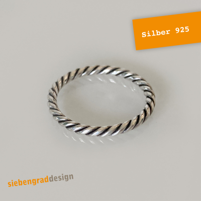 Feiner Silber-Ring - Silber 925 - Beisteckring - gedreht - STO - Größe 49