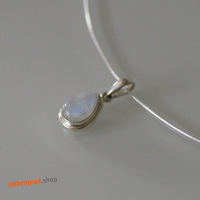 Silberkette - Collier - Mondstein - Tropfen - AJ