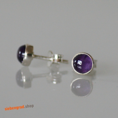 Amethyst - Silber-Ohrstecker -  5 mm - rund - Silber 925