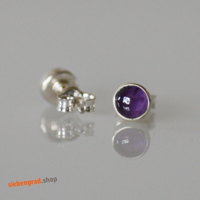 Amethyst - Silber-Ohrstecker -  5 mm - rund - Silber 925